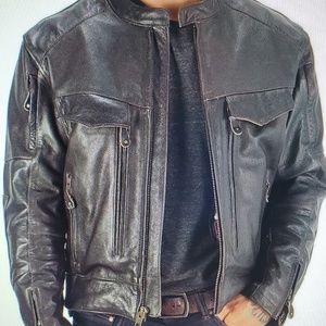 Skeid Black Leather Motorcycle Jacket for Men